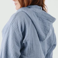 Accappatoio con cappuccio cotone taglia L/XL blu Spa
