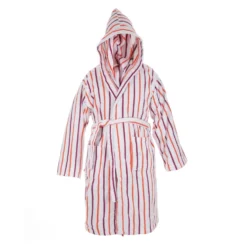 Accappatoio cotone righe fucsia arancio