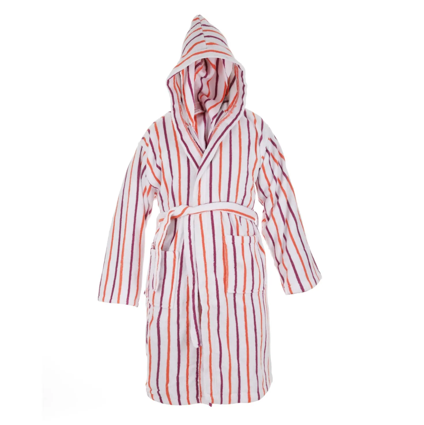 Accappatoio cotone righe fucsia arancio