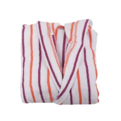 Accappatoio cotone righe fucsia arancio