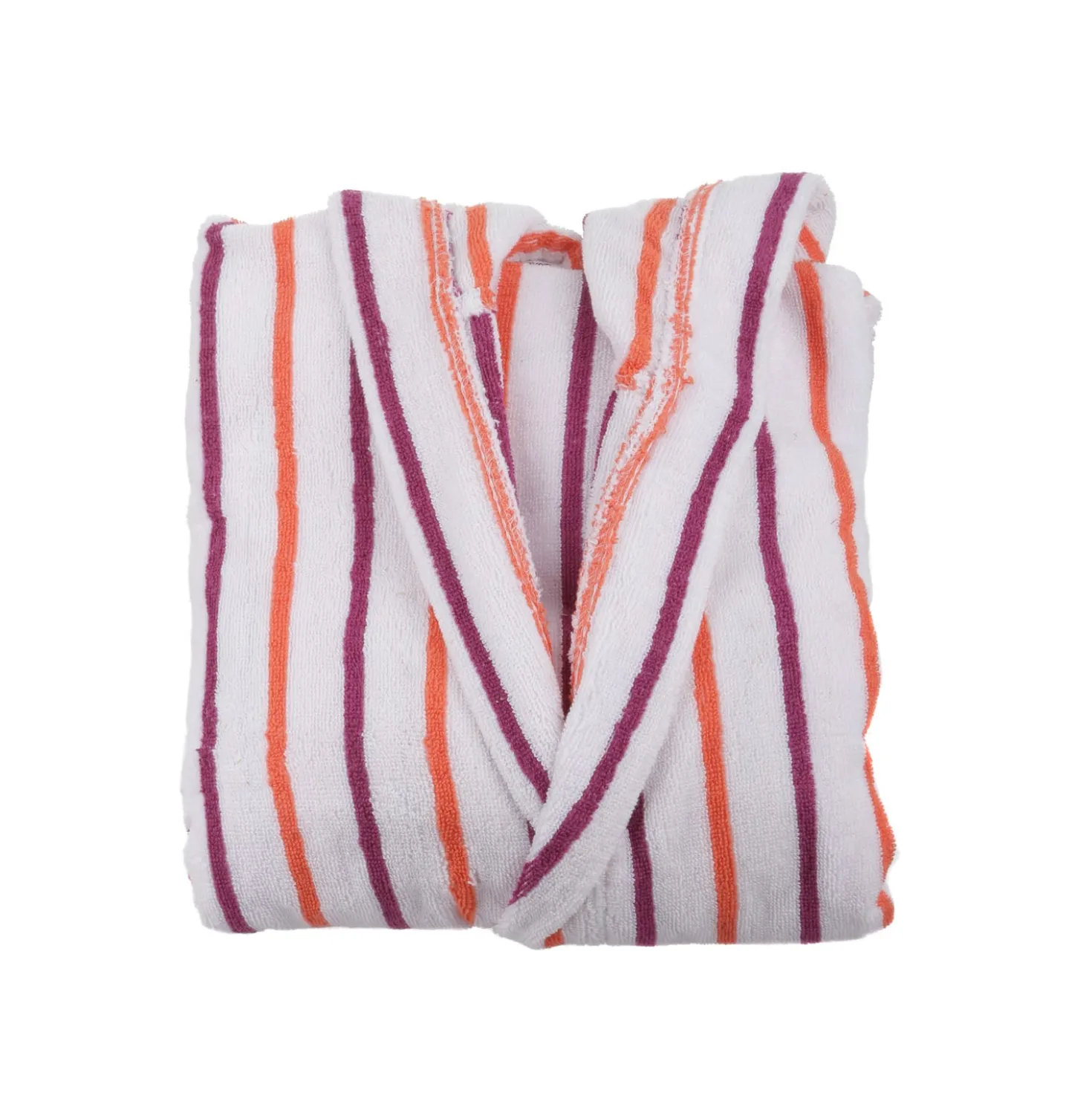 Accappatoio cotone righe fucsia arancio