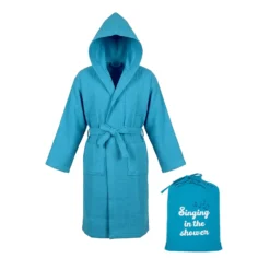 Accappatoio nido d'ape L/XL azzurro Singing in the shower