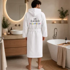 Accappatoio nido d'ape L/XL bianco Life is better
