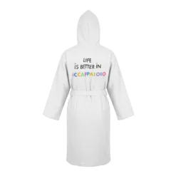 Accappatoio nido d'ape L/XL bianco Life is better