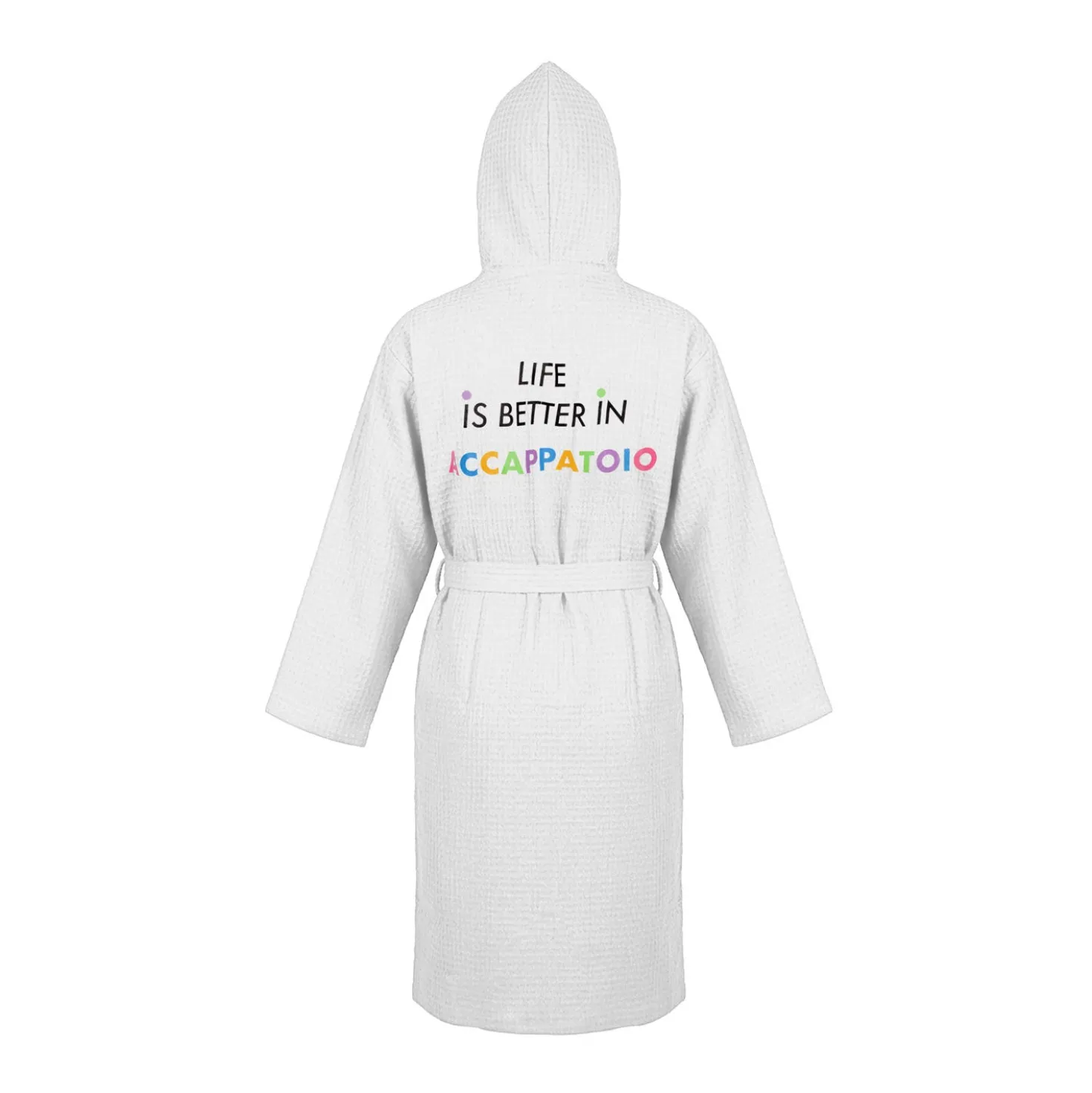 Accappatoio nido d'ape L/XL bianco Life is better