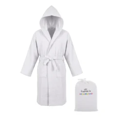Accappatoio nido d'ape L/XL bianco Life is better