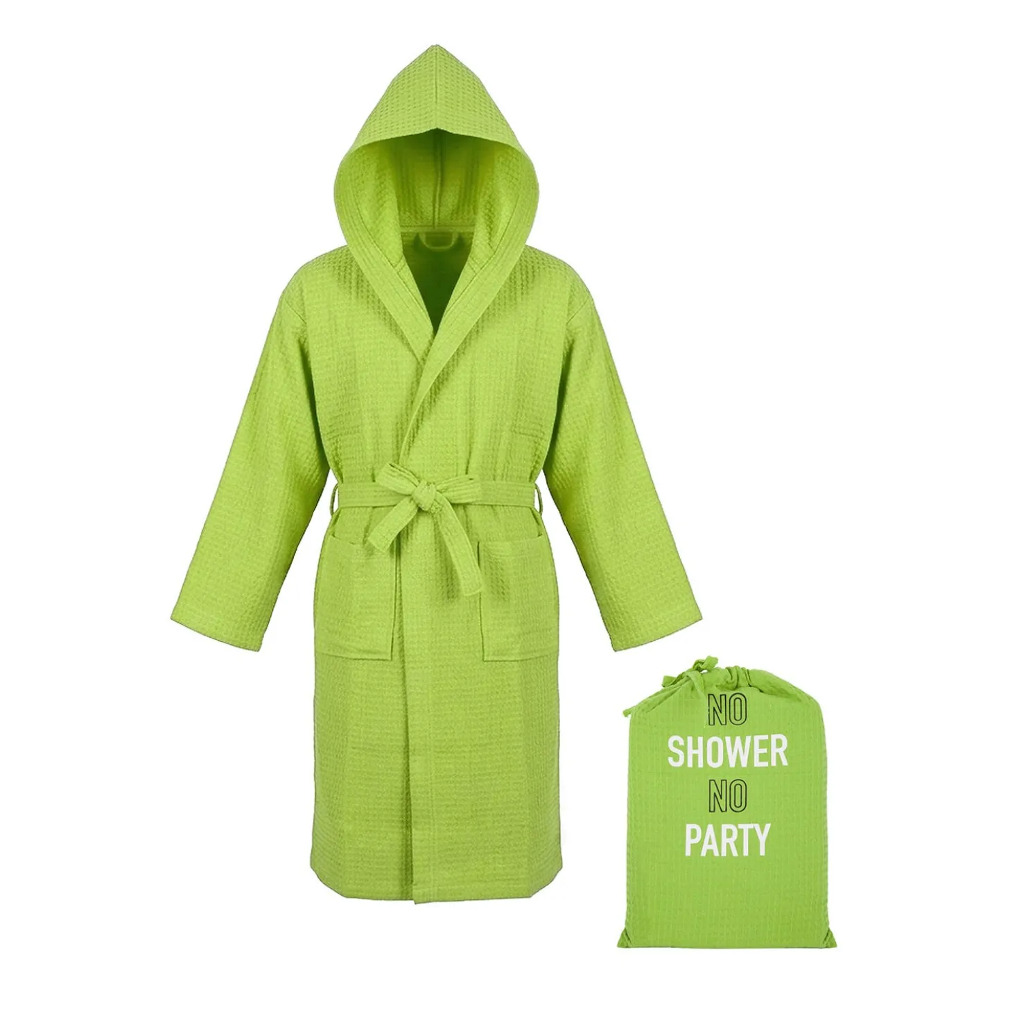 Accappatoio nido d'ape L/XL verde No shower no party