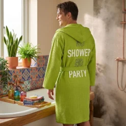 Accappatoio nido d'ape L/XL verde No shower no party