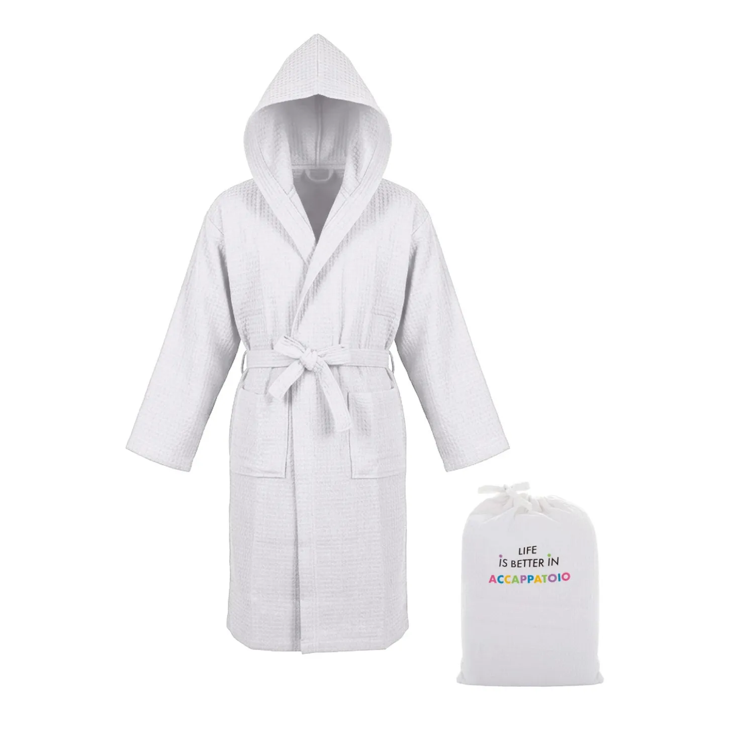 Accappatoio nido d'ape S/M bianco Life better