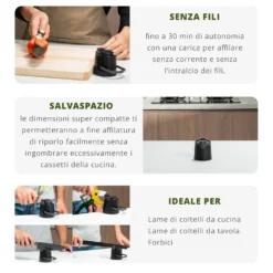 Affilacoltelli ricaricabile per coltelli e forbici