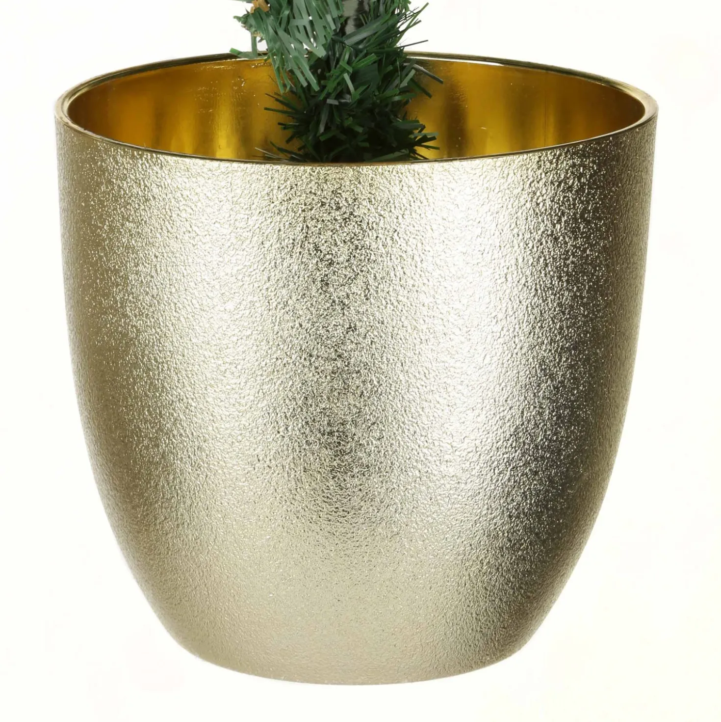 Albero di Natale 120 cm verde con vaso oro