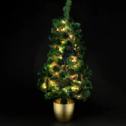 Albero di Natale 120 cm verde con vaso oro