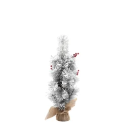 Albero Natale innevato con base juta 60cm
