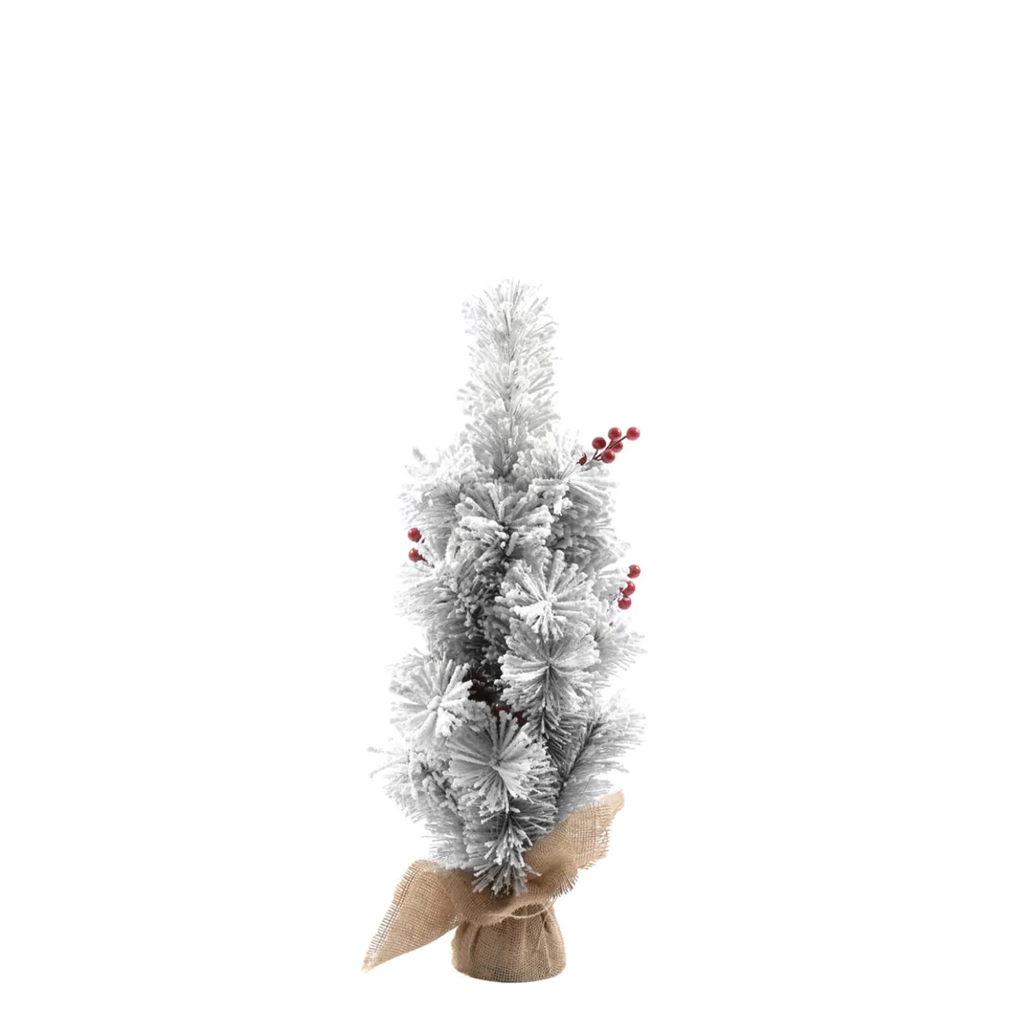 Albero Natale innevato con base juta 60cm