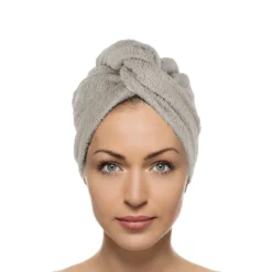 Asciugamano turbante capelli cotone Basik grigio