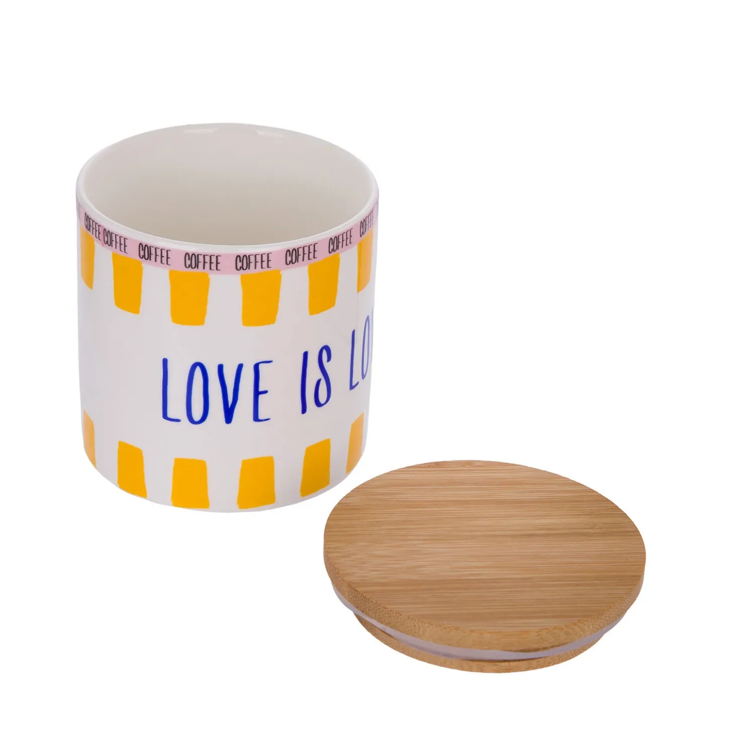 Barattolo ceramica e bambù Love is love Color Bloom