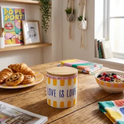 Barattolo ceramica e bambù Love is love Color Bloom