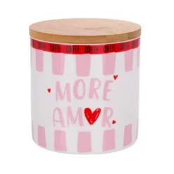 Barattolo ceramica e bambù More Amor Color Bloom