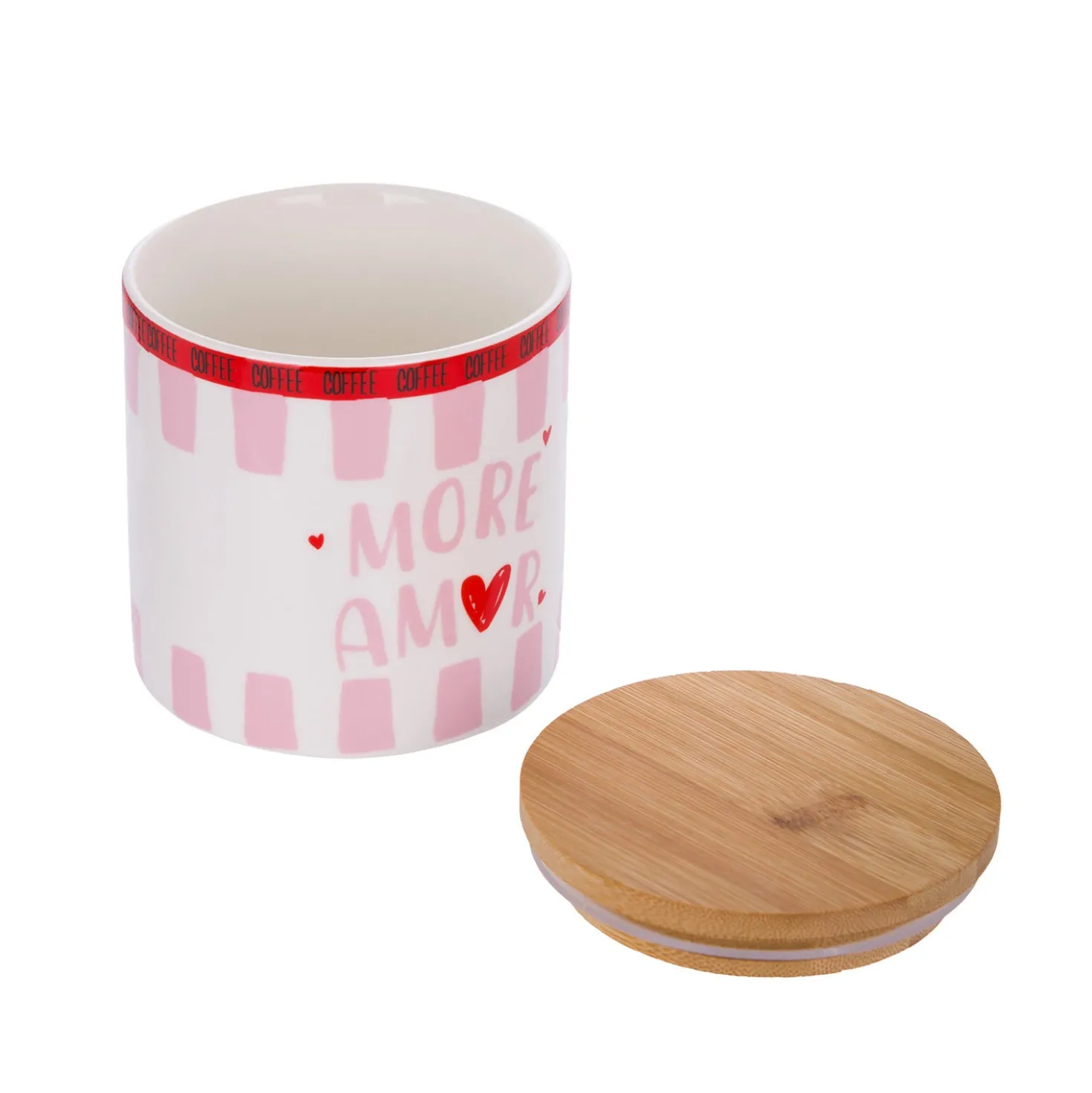 Barattolo ceramica e bambù More Amor Color Bloom