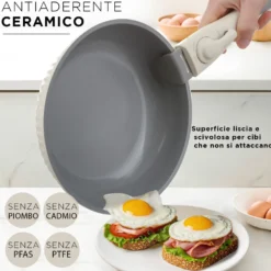 Batteria pentola 9 pezzi crema Eaziclip con manici staccabili