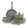 Batteria pentola 9 pezzi verde Eaziclip con manici staccabili
