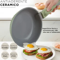 Batteria pentola 9 pezzi verde Eaziclip con manici staccabili