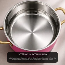 Batteria pentole acciaio 9 pezzi La Vie en Rose fucsia