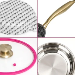 Batteria pentole acciaio 9 pezzi La Vie en Rose fucsia