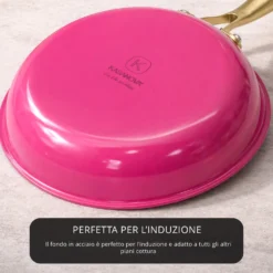 Batteria pentole acciaio 9 pezzi La Vie en Rose fucsia