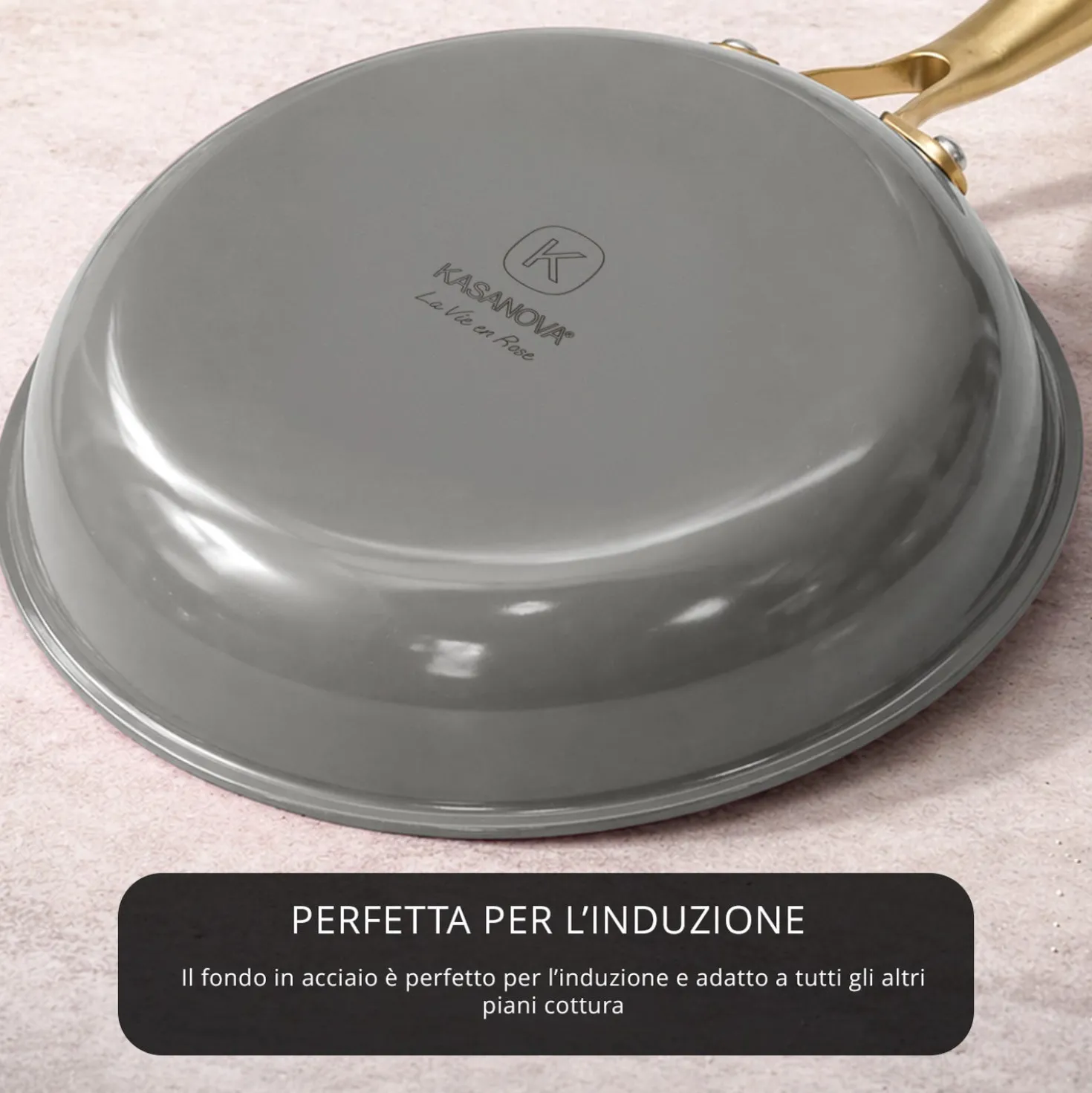 Batteria pentole acciaio 9 pezzi La Vie en Rose grigio