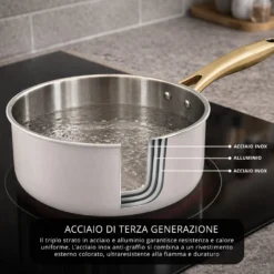 Batteria pentole acciaio 9 pezzi La Vie en Rose grigio chiaro