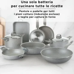 Batteria pentole con teglia e tortiera 10 pezzi