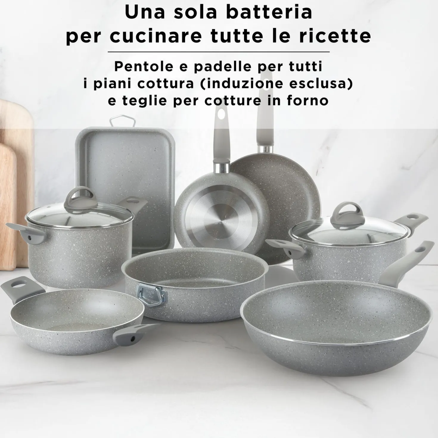 Batteria pentole con teglia e tortiera 10 pezzi