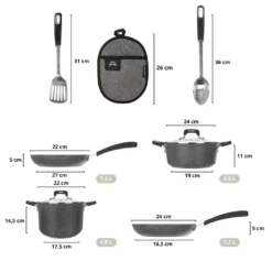 Batteria pentole induzione 9 pezzi New Petra Dark