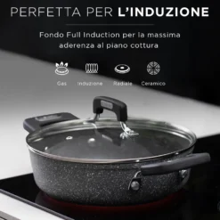 Batteria pentole induzione 9 pezzi New Petra Dark