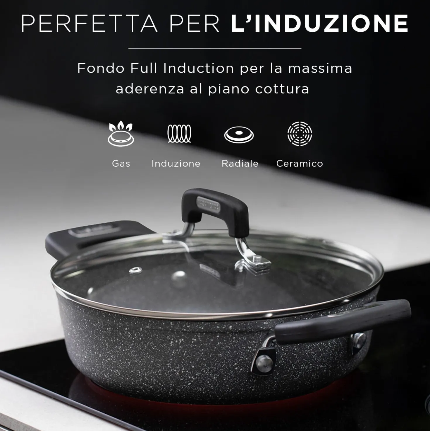 Batteria pentole induzione 9 pezzi New Petra Dark