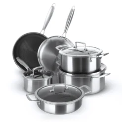Batteria pentole 10 pezzi a 3 strati Tri - ply