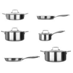 Batteria pentole 10 pezzi a 3 strati Tri - ply