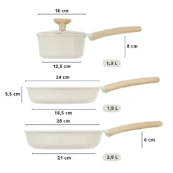 Batteria pentole 4 pezzi Bambù bianca