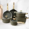 Batteria pentole 10 pezzi Bambù verde