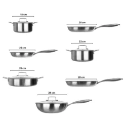 Batteria pentole 11 pezzi Chef Tri - Ply acciaio