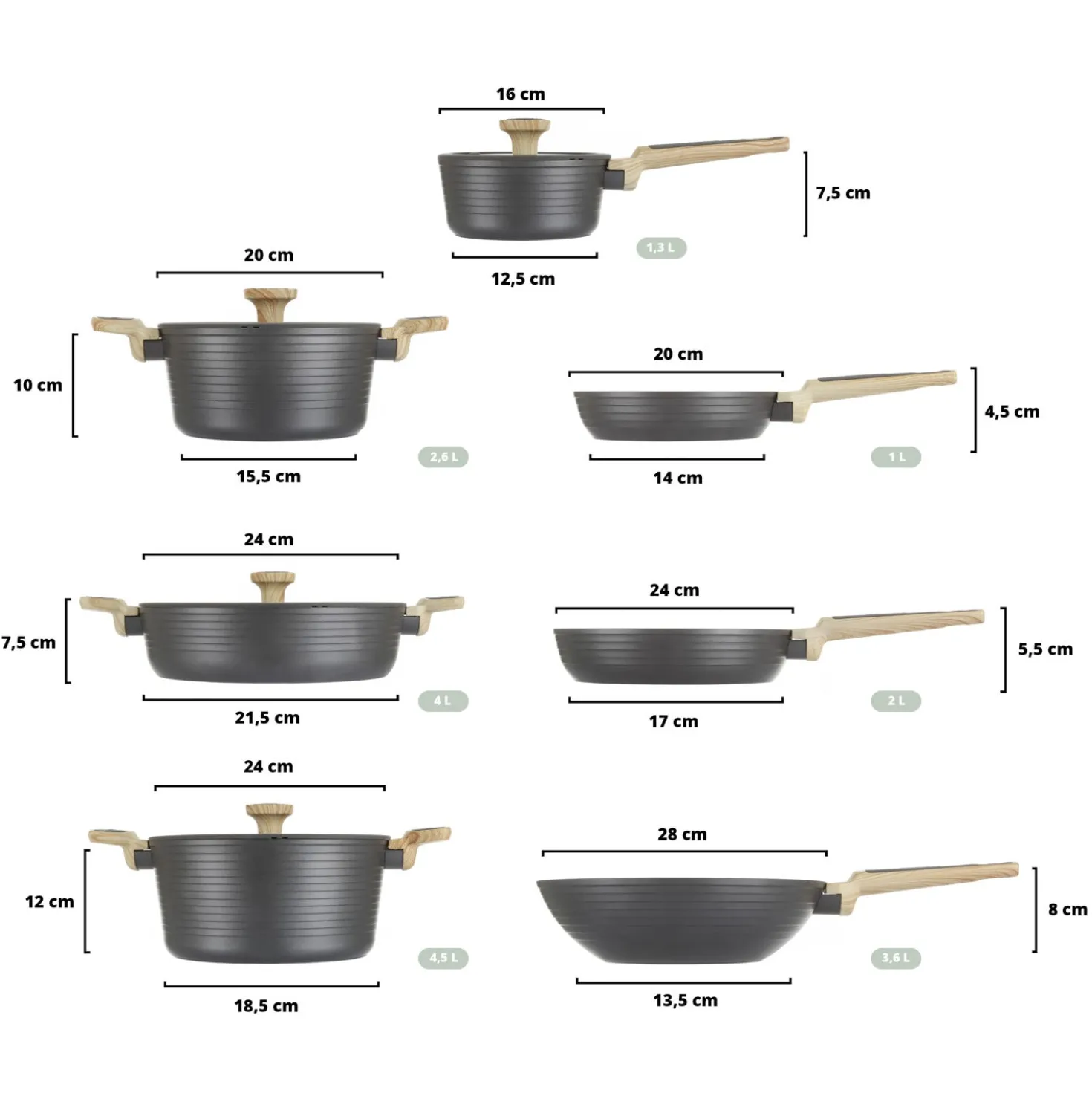 Batteria pentole 11 pezzi grigio Corredo 2.0