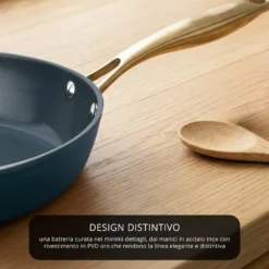 Batteria 12 pezzi antiaderente ceramico Rhapsody blu