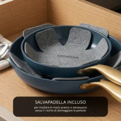 Batteria 12 pezzi antiaderente ceramico Rhapsody blu