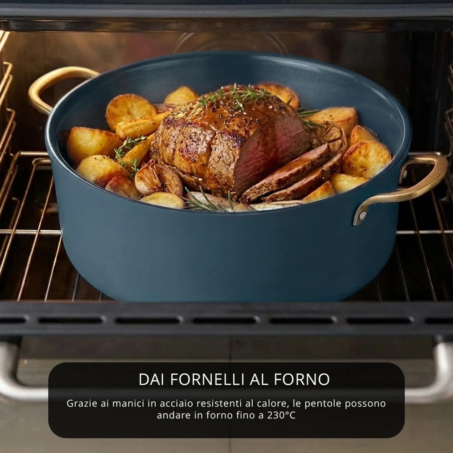 Batteria 12 pezzi antiaderente ceramico Rhapsody blu