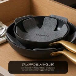 Batteria 12 pezzi antiaderente ceramico Rhapsody nera