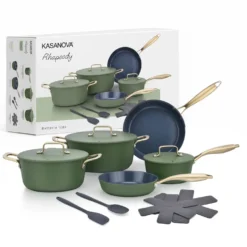 Batteria 12 pezzi antiaderente ceramico Rhapsody verde