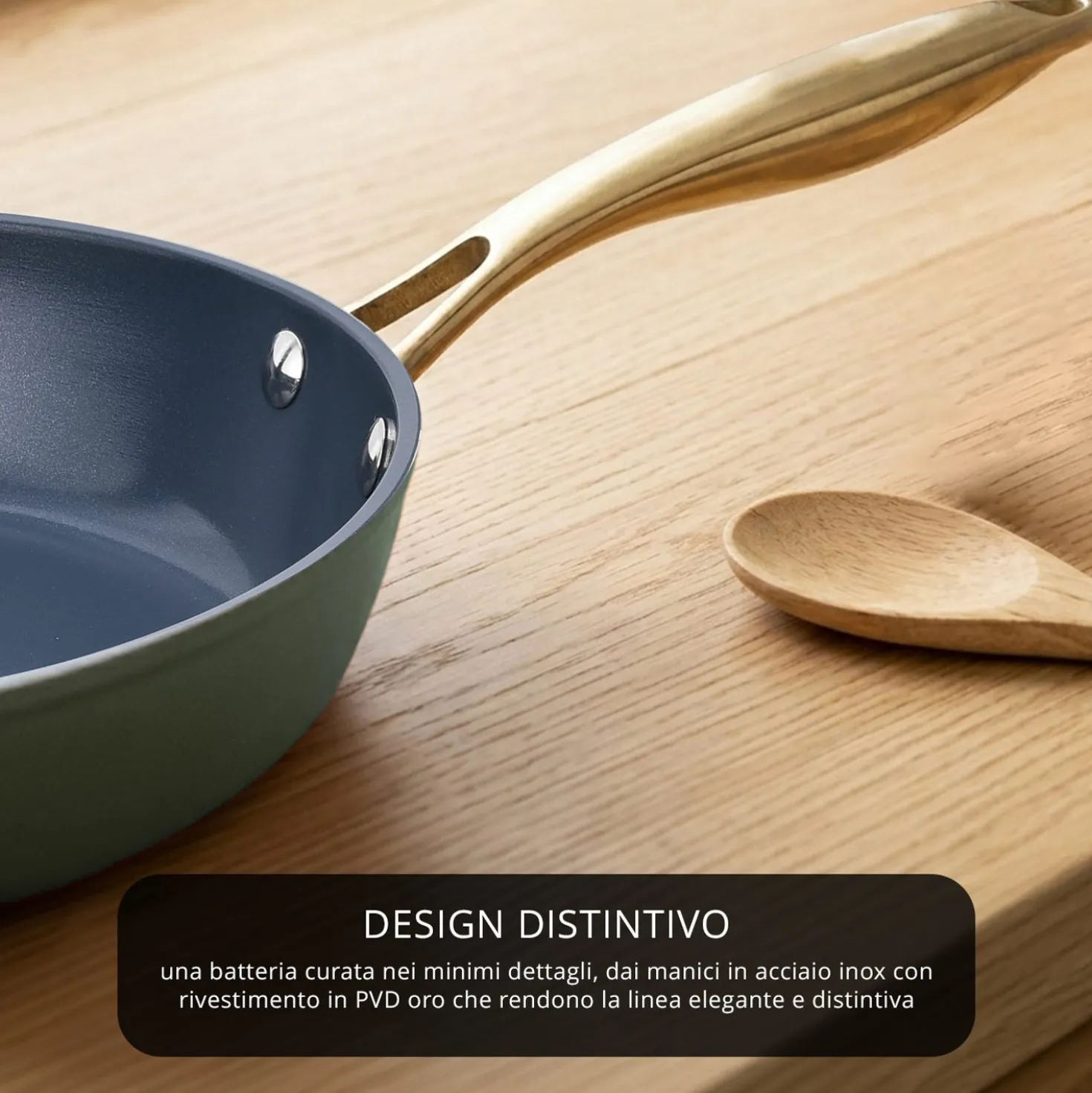 Batteria 12 pezzi antiaderente ceramico Rhapsody verde