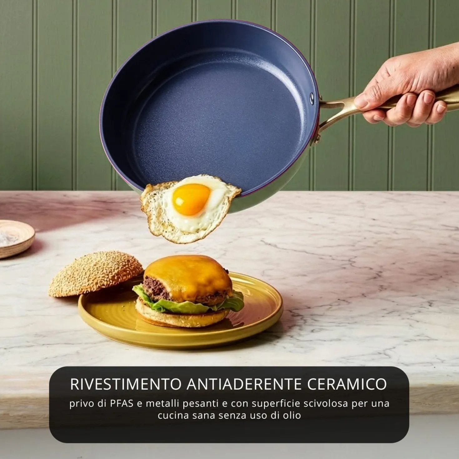 Batteria 12 pezzi antiaderente ceramico Rhapsody verde