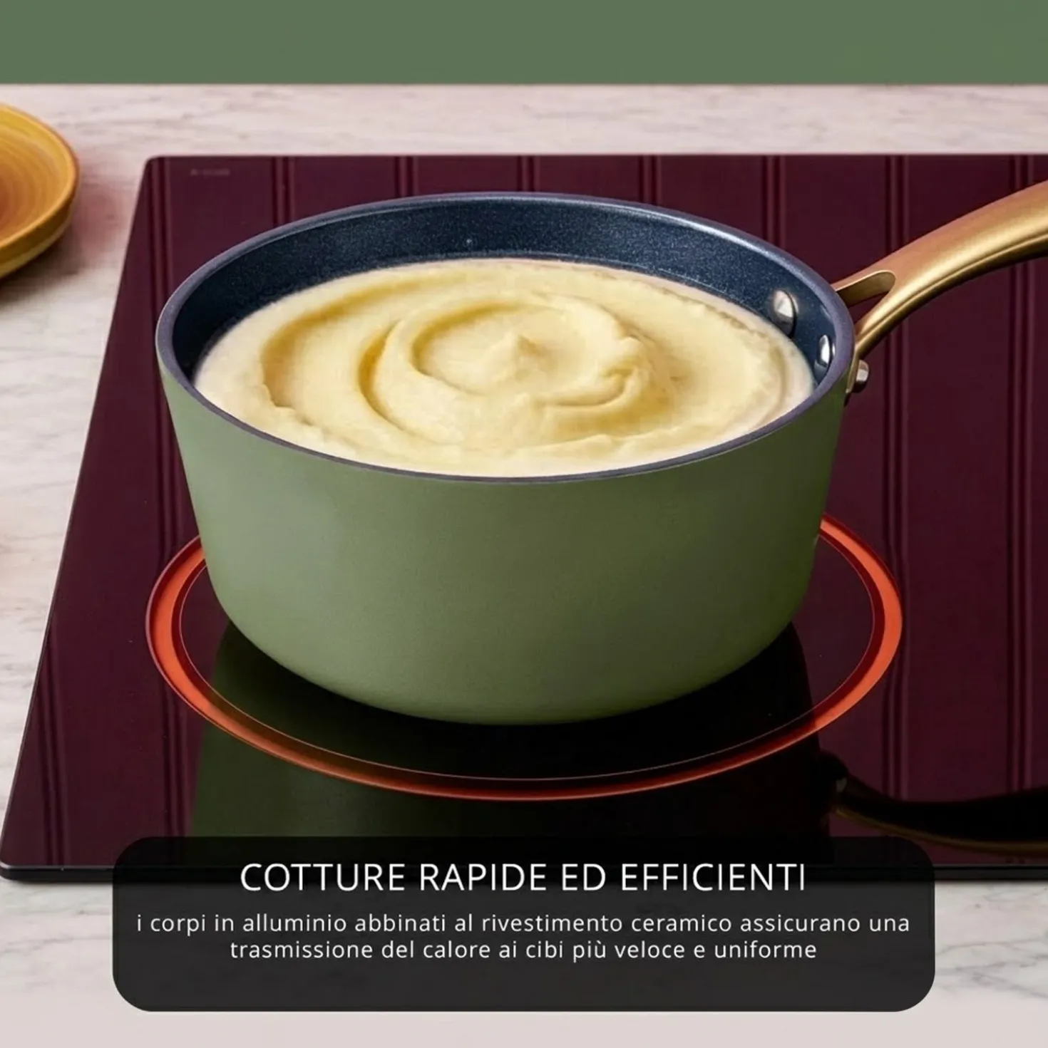 Batteria 12 pezzi antiaderente ceramico Rhapsody verde